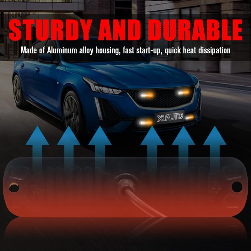 XTAUTO 6LED Car Truck Emergency Beacon Warning Hazard Flash Strobe Light Amber/White 4-pack - Image 3